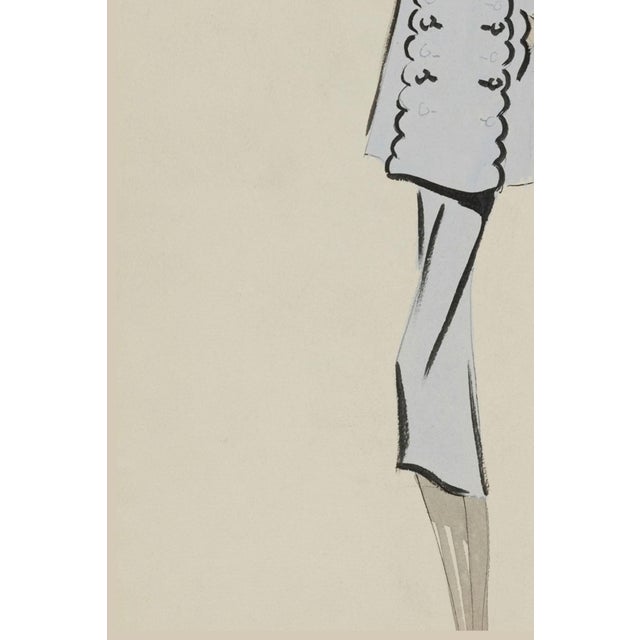 Vintage French Fashion Art Print – Pale Blue Art Deco Illustration, 30" X 40" For Sale In Buffalo - Image 6 of 8