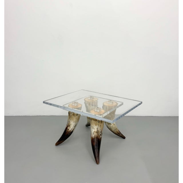 Abstract Vintage Lucite & Horn Coffee Table After Karl Springer For Sale - Image 3 of 7
