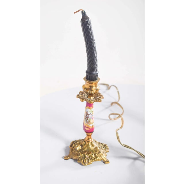 Table Lamp and Candleholders in and Metal, Set of 3 For Sale - Image 4 of 10