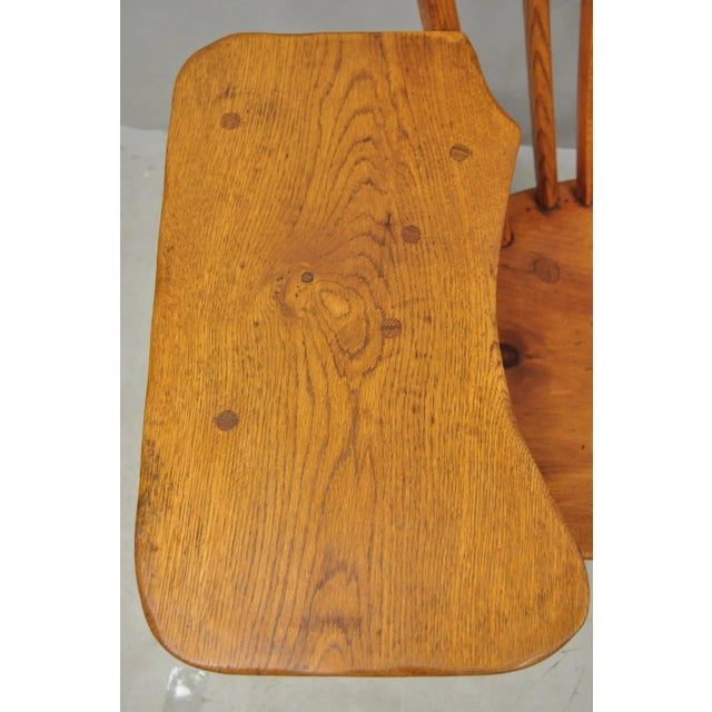 Vintage Hunt Country Furniture Pine Wood Writing Desk Windsor Chair W/ Drawer For Sale - Image 10 of 18