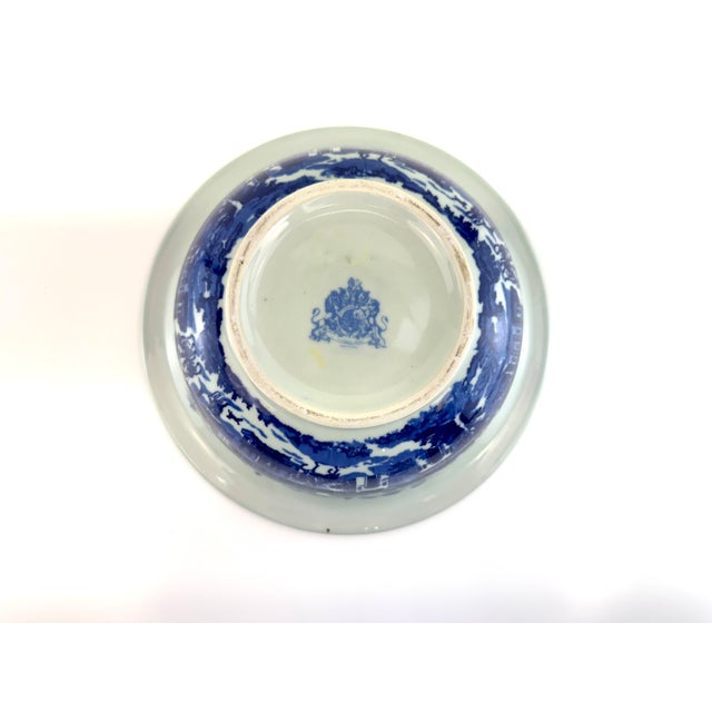 Antique Staffordshire Blue & White Transferware Bowl With Landscape For Sale - Image 10 of 11