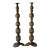 Vintage Altar Size Pierced Brass Floor Candlestick Holders Ornate Reticulated Design Mid Century For Sale