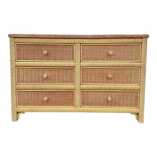 Henry Link Wicker Dresser with 6 Drawers 46” Long For Sale