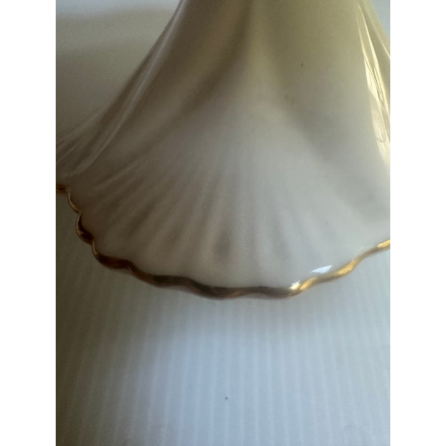 Vintage Shelley England Dainty Regency Pedestal Compote/Cake White With Gold Trim For Sale - Image 14 of 18