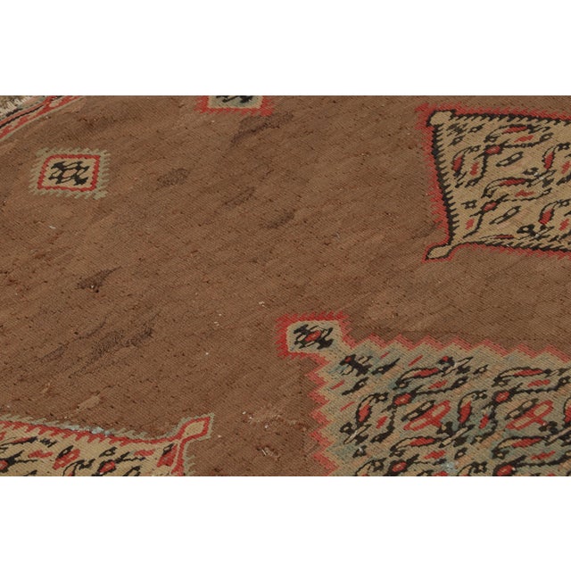 Textile Antique Traditional Senneh Persian Red and Blue Wool Kilim With Earth Tones For Sale - Image 7 of 10