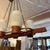 Mid 20th Century Danish Modern Teak & Brass 6-Light Chandelier With Textured Glass Shades For Sale - Image 4 of 12
