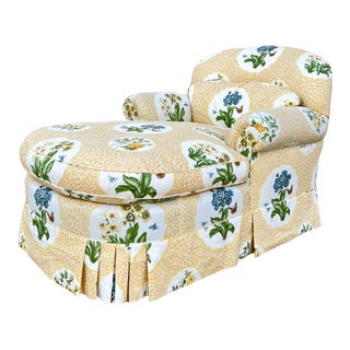 Custom Botanical Floral Chintz Chaise Lounge For Sale
