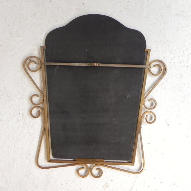 Vintage Faceted Mirror in Brass Frame, 1950s For Sale - Image 4 of 10