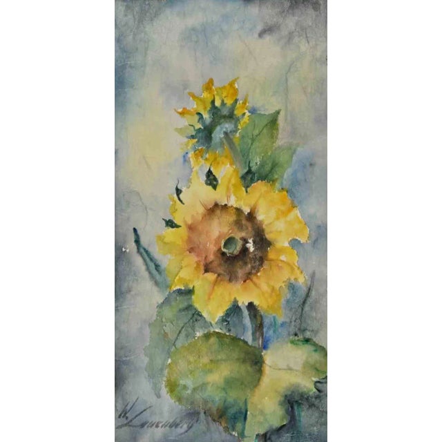 Unknown, Flowers, Original Watercolor, 1970s For Sale