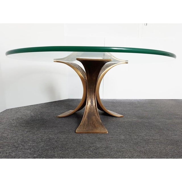 Vintage Brutalist Coffee Table in Bronze and Glass, 1970s For Sale - Image 4 of 12