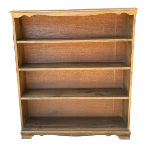 Vintage Country Cottage Solid Oak Bookcase With Scalloped Trim