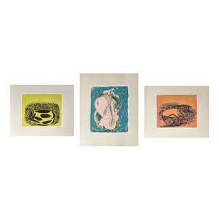 Axel Salto, Vase & Bowls, 1940s, Lithographic Prints, Set of 3 For Sale