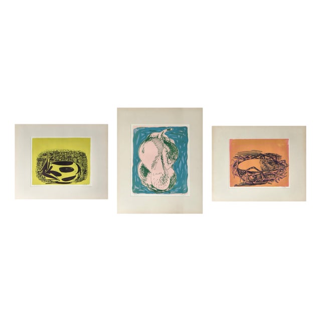 Axel Salto, Vase & Bowls, 1940s, Lithographic Prints, Set of 3 For Sale