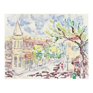 'Old Saratoga', by Donald Geoffroy, Large Post-Impressionist California Watercolor