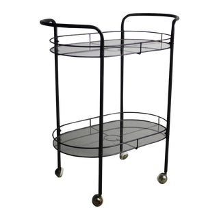 Mid-Century Modern 1960s Metal & Glass Bar Cart For Sale