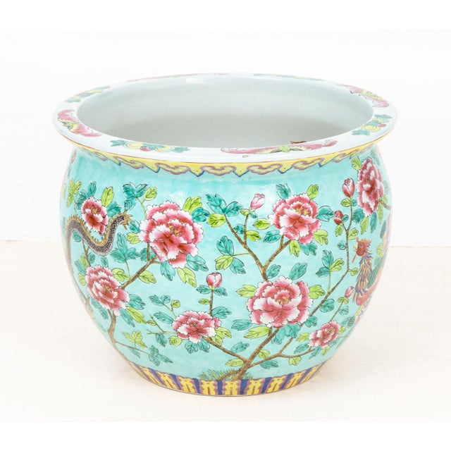 Chinese Famille Rose Porcelain Fish Bowl For Sale - Image 9 of 12