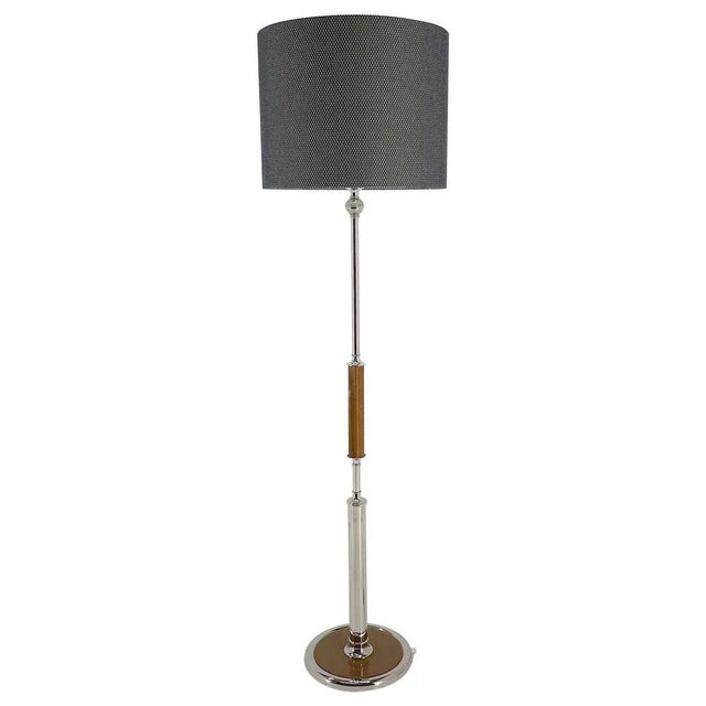 Chrome & Wood Floor Lamp, Czechoslovakia, 1950s For Sale - Image 13 of 13
