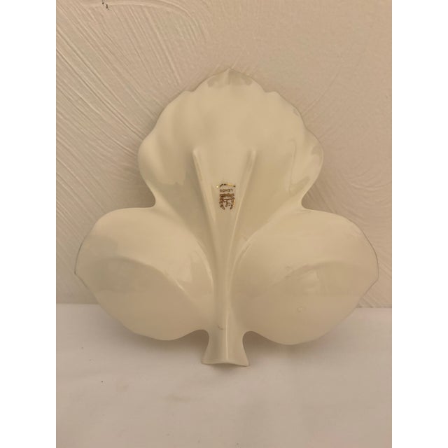 Mid-Century Modern 1950s Sylvan Collection Lenox Ivory 3-Section Divided Leaf Dish - 24k Gold Trim For Sale - Image 3 of 4