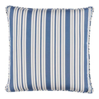 Schumacher x Mark D. Sikes Markie Stripe 20" Pillow In Indigo For Sale