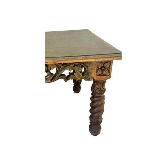 1920s Vintage Filipino Barley Twist Coffee Table With Intricate Carved Apron For Sale - Image 9 of 14