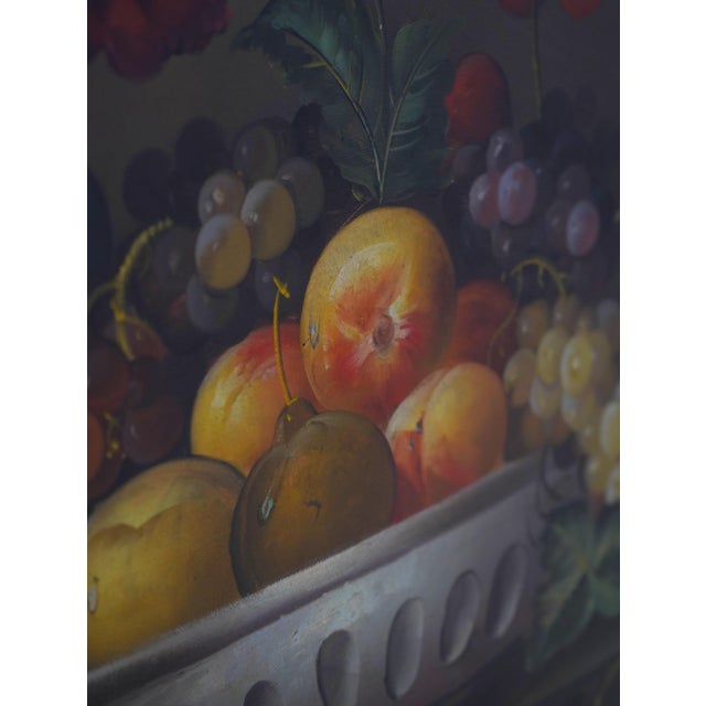 w.jenkins Artist Signed Large Floral Still Life Painting on Canvas For Sale - Image 4 of 12