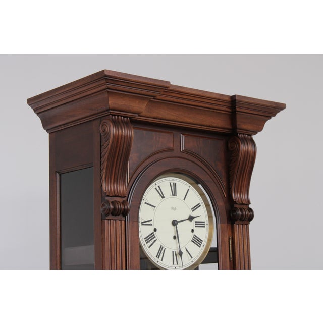 1990s Sligh Mahogany Tall Case Grandfather Clock For Sale - Image 5 of 18