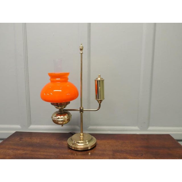 Antique Style Brass Oil Table Lamp, 1970 For Sale - Image 6 of 7