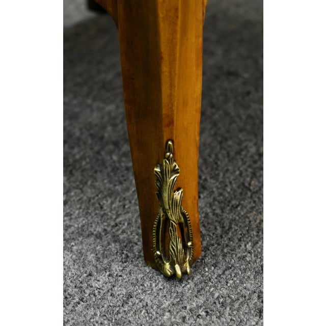 Vintage Satinwood Nightstand French Style Brass Ormolu Inlaid Bedside Table For Sale - Image 9 of 12