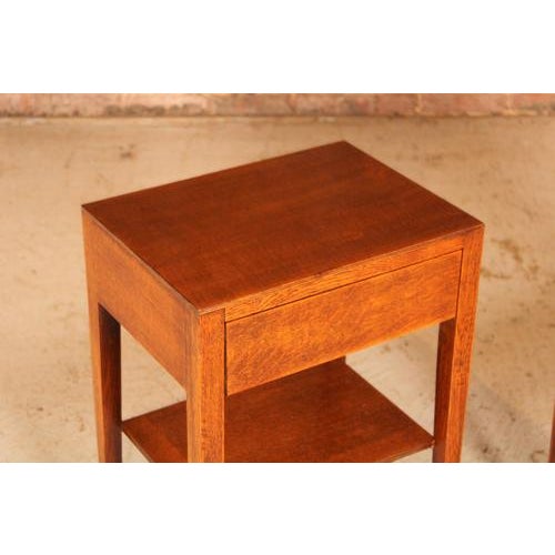 Mid-Century Oak Bedside Tables with Drawers, 1960s, Set of 2 For Sale - Image 3 of 10