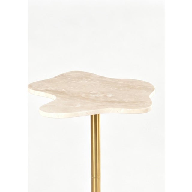 Contemporary Elliniko Free Form Travertine and Marble Side Table For Sale - Image 3 of 6
