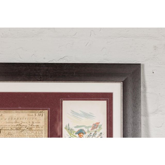 Green 1780s American Revolutionary War Bond, State of Connecticut in Black Frame For Sale - Image 8 of 12
