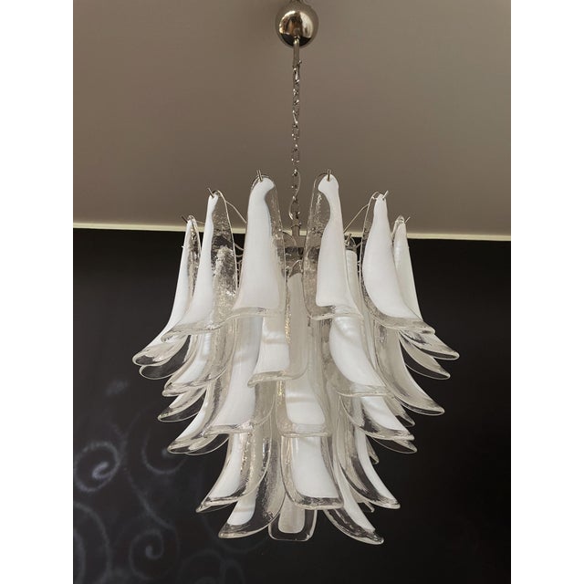 Mid-Century Modern Vintage Italian Murano Chandelier in the style of Mazzega, 1990 For Sale - Image 3 of 18