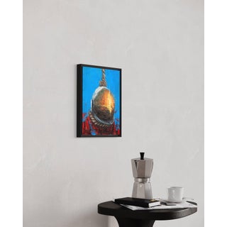 Don't Hang Out too Much by Andreas Claussen | Oil on canvas Abstract depiction of a helmeted figure. For Sale