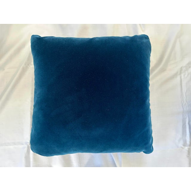 Textile Set of 4 Custom Dark Navy Blue Velvet Pillows For Sale - Image 7 of 11