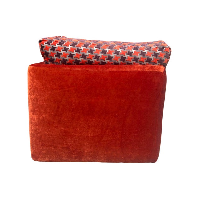 Vintage Mid Century Modern 1970s - 1980s 4 Piece Modular Orange Velvet Geometric Sofa Restored Postmodern 80s For Sale - Image 12 of 12
