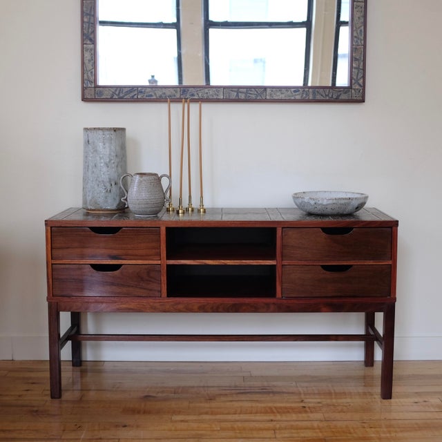 1970s Pair of Rosewood Mirror and Side Table by Severin Hansen Jr For Sale - Image 10 of 17