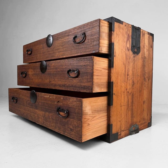 Contemporary Japanese Storage Chest with Three Drawers, 1900s For Sale - Image 3 of 10