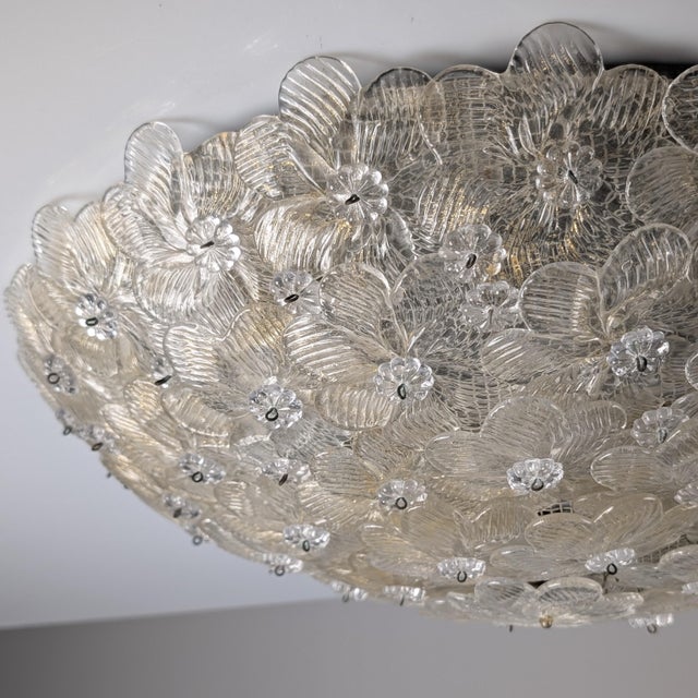 1960s Floral Ceiling Lamp in Murano Glass with Gold Powder Barovier & Toso, 1960s For Sale - Image 5 of 13