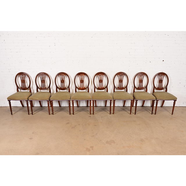 French French Regency Louis XVI Carved Mahogany Dining Chairs by Bevan Funnell, Set of Eight For Sale - Image 3 of 13