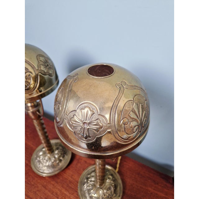 Gold Bronze and Brass Table Lamps, 1890s, Set of 2 For Sale - Image 8 of 17
