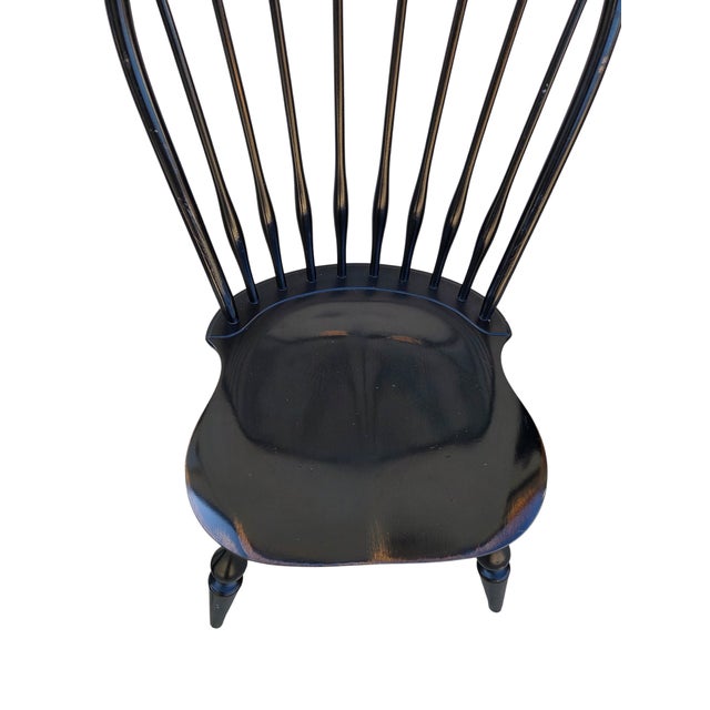 1990s 2 Nichols & Stone Windsor Side Chairs Bow Back Saddle Seat Distressed Country For Sale - Image 10 of 13