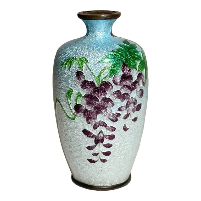 Antique 19th Century Japanese Meiji Miniature Foil Enamel Signed Bronze Vase Urn For Sale