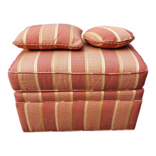 Modern Upholstered Rolling Ottoman With Two Matching Decorative Pillows For Sale