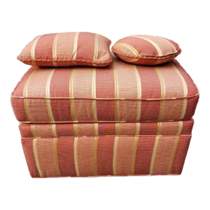 Modern Upholstered Rolling Ottoman With Two Matching Decorative Pillows