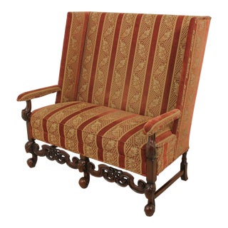 Baroque Style Carved Mahogany Upholstered Settee For Sale