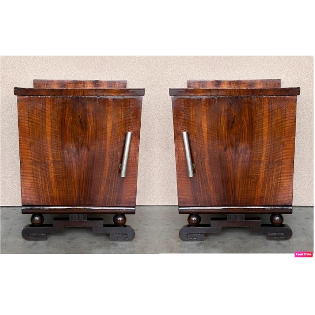 Pair of Art Deco Side Cabinets or Nightstands With Ebonized Base For Sale - Image 10 of 10