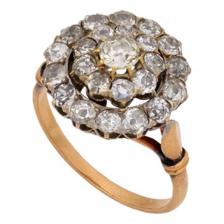 1910s Edwardian 1.95 Carat Diamond 18k Cluster Ring, Size 7.75 For Sale