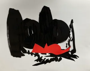 Abstract Ink Brush/ Collage by Erik Sulander 22x28