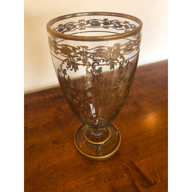 Vintage Gold Leaf Decorated Glass Vase For Sale - Image 9 of 9