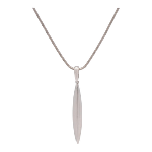 1990s Tiffany & Co Vintage 18k White Gold Feather Pendant 20" Snake Chain Necklace